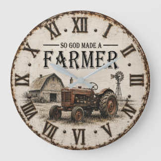 Relógio Grande So God Made a Farmer Rustic Vintage Tractor