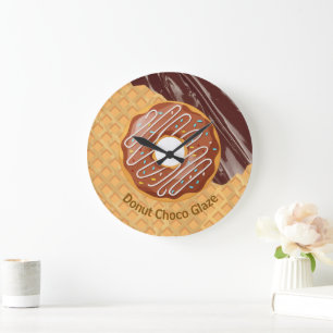Relógio Grande Sobremesa,Donut Choco Glaze, Chocolate Derretido