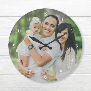 Relógio Grande Sobreposição de Fotos da Família Personalizada