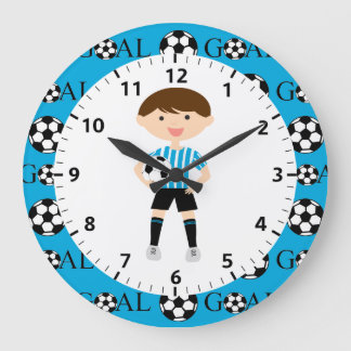 Relógio Grande Soccer Boy 1 Luz Azul e Faixa Branca Meta