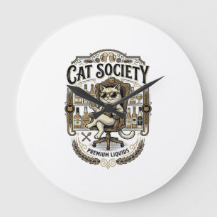 Relógio Grande Sociedade de Gatos Bar de Álcool Humor Vintage Vet