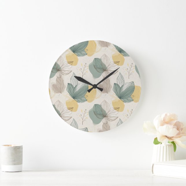 Relógio Grande Soft Spring Botanical Wall Clock (Lar)