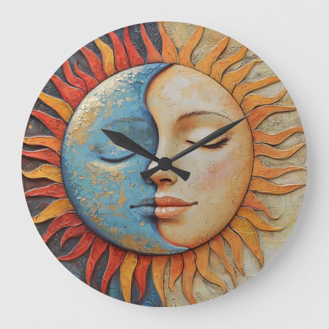 Relógio Grande Sol e Lua Whimsical (Frente)