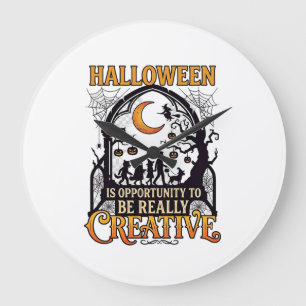 Relógio Grande Sombra Criativa de Crianças no Halloween Lua Cresc