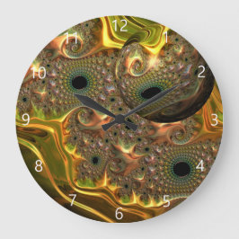Relógio Grande Sonho Fractal Ouro Líquido 
