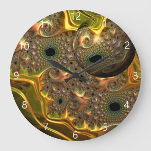 Relógio Grande Sonho Fractal Ouro Líquido
