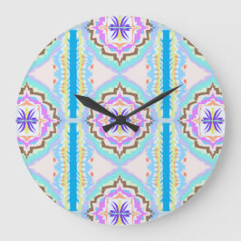 Relógio Grande Sonho Pastel Boho Geométrico Caleidoscópio