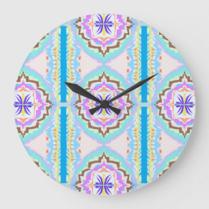 Relógio Grande Sonho Pastel Boho Geométrico Caleidoscópio