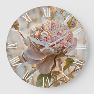 Relógio Grande Sonho Único de Rosa-Arte Elegante da Seda Dourada