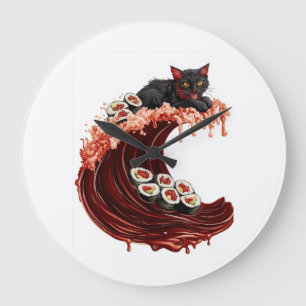 Relógio Grande Sonhos de Sushi Cat Gatinho de Comida Japonesa Exc