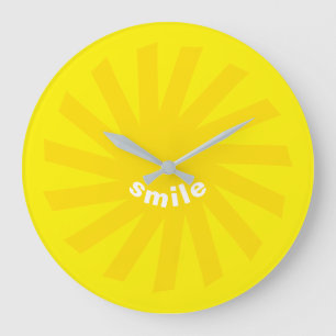 Relógio Grande Sorria amarelo sol brilhante alegre diversão mode