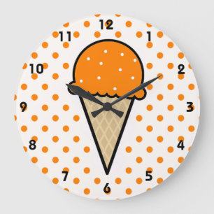 Relógio Grande Sorvete Laranja Cone
