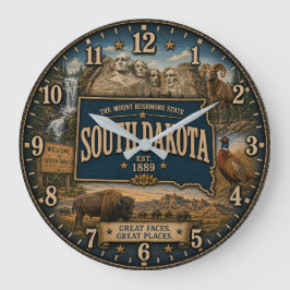 Relógio Grande South Dakota Mount Rushmore Rustic Wall Art