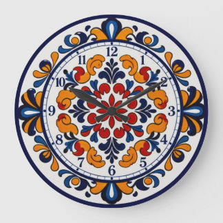 Relógio Grande Spanish Talavera Style Numbered Clock