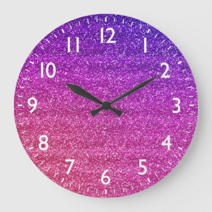 Relógio Grande Sparkly Purple and Pink Gradient Glitter