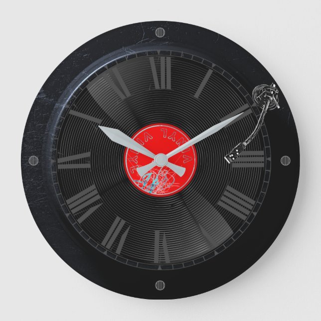 Relógio Grande Spin Time: Retro Turntable Clock (Frente)