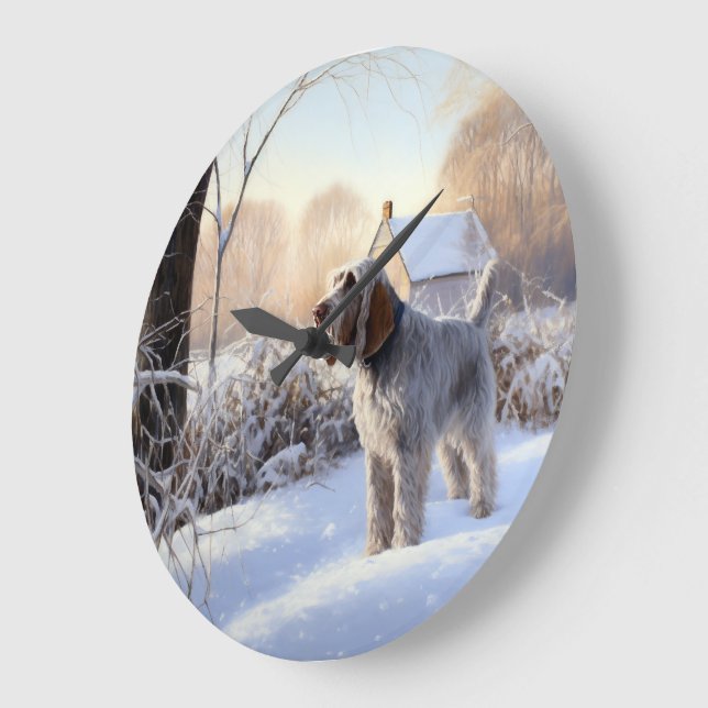 Relógio Grande Spinone Italiano Deixe Nevar Natal (Ângulo)