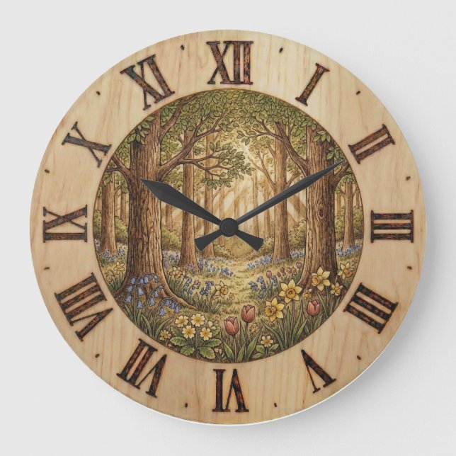 Relógio Grande Spring Forest - Wall Clock (Frente)