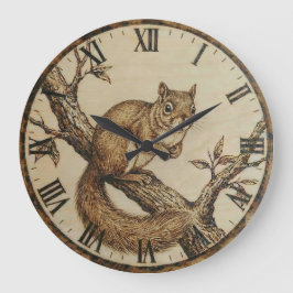 Relógio Grande Squirrel Wall Clock - Cozy Woodland Charm
