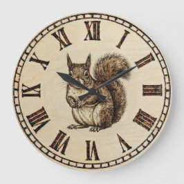 Relógio Grande Squirrel Wall Clock - Warm Woodland Touch