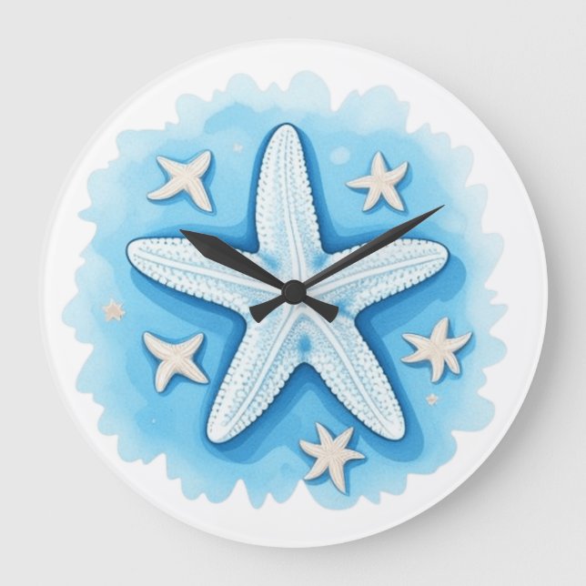 Relógio Grande Starfish em azul (Frente)