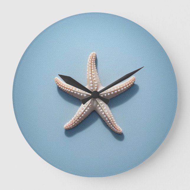 Relógio Grande Starfish exótico com fundo azul (Frente)