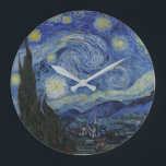Relógio Grande "Starry Night" por Van Gogh<br><div class="desc">Este design apresenta uma reprodução inalterada e sem edição,  de alta resolução,  da famosa pintura "Noite Estrelada" de Van Gogh.</div>