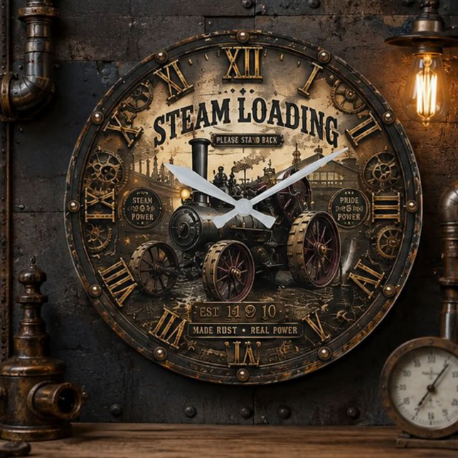 Relógio Grande Steam Engine Vintage Steampunk Tractor (Criador carregado)
