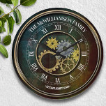 Relógio Grande Steampunk inspirado personalizado<br><div class="desc">Diversão,  design personalizada. Faz o presente perfeito para um casamento,  casamento ou qualquer ocasião! Um tema divertido,  metálico,  angustiado,  inspirado no steampunk.</div>