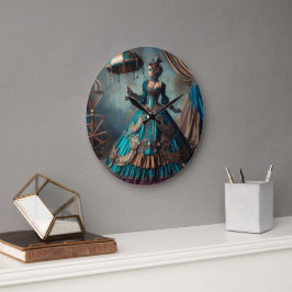 Relógio Grande Steampunk Vintage Victorian Lady Circus