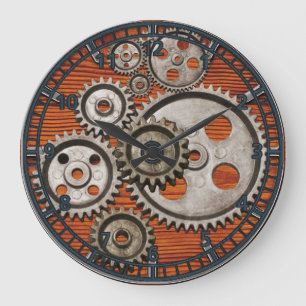 Relógio Grande steampunk watch gear engine cogs clock square