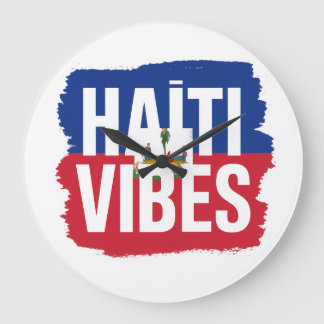 Relógio Grande Sticker Haïti Vibes | Drapeau haïtien graphique