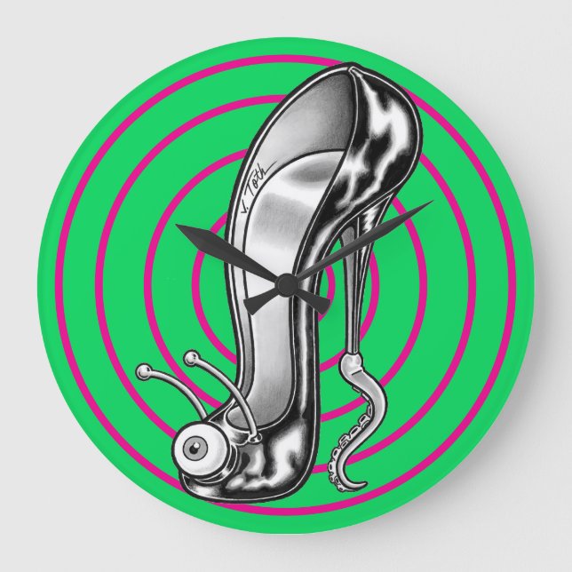Relógio Grande Stilettoid™/Green & Pink Large Clock (Frente)