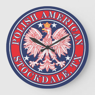 Relógio Grande Stockdale Texas Polska Eagle Polonês Americano