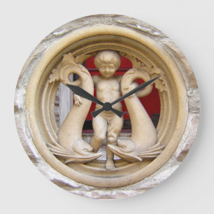 Relógio Grande Stone Citizens granito putto e golfinhos
