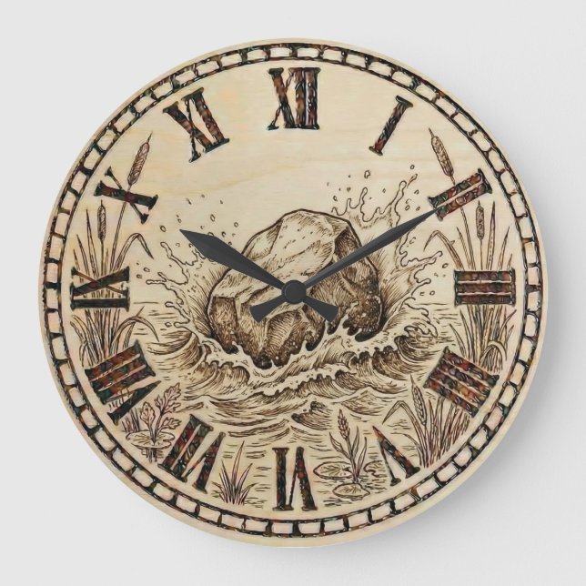 Relógio Grande  Stone wooden Wall Clock  (Frente)