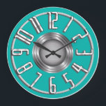 Relógio Grande Streamline Art Deco Wall Clock - Aqua<br><div class="desc">Streamline Art Deco Wall Clock - Aqua - É hora de uma explosão do passado. Este Relógio de Parede Retroativo sotaque em seu lugar com o estilo Art Deco. Parece incrível no salão! Ilustrações originais de Diane Dempsey. Veja os artigos de Natal retrógrados mais divertidos em nosso compro: RetroChristmasCardCompany.com. Todas...</div>