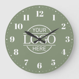 Relógio Grande Stylish Sage Green Branded Company Business Logo