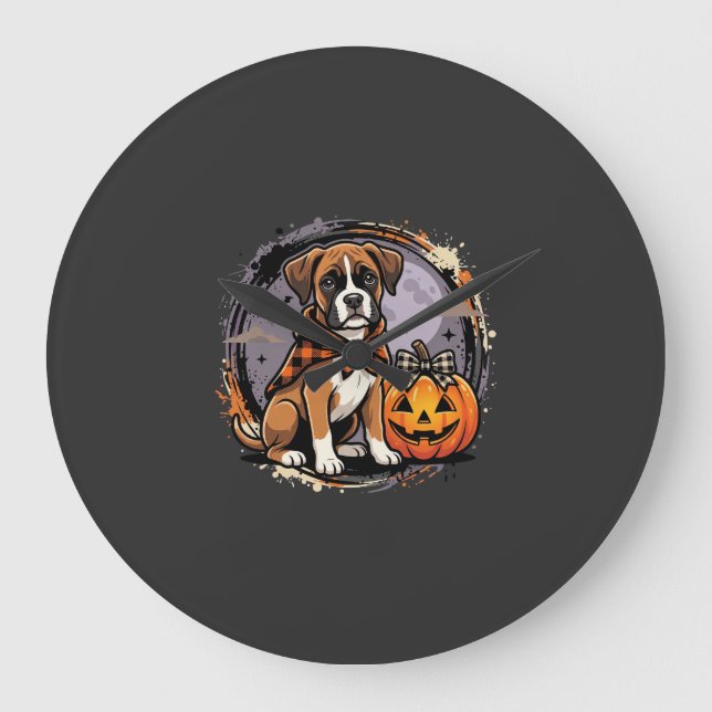 Relógio Grande Sublimação de Abóbora de Halloween de Cachorro Box (Frente)