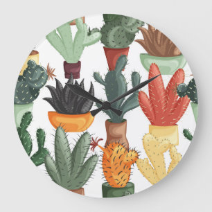 Relógio Grande Suculentes, cactos: padrão floral fofo.
