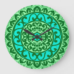 Relógio Grande Sudoeste Sun Mandala Batik, Verde limão