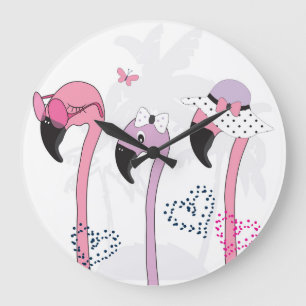 Relógio Grande Summer Flamingo: Ilustração da Pratage.