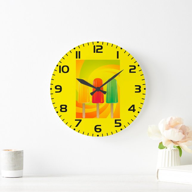 Relógio Grande Summer Ice Pops Trio Bright Popsicles (Criador carregado)