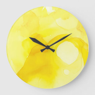 Relógio Grande Summer Modern Abstract Yellow and White Design