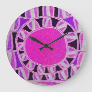 Relógio Grande SUN SOLAR ENERGIA Rosa Púrpura Fuchsia Branca