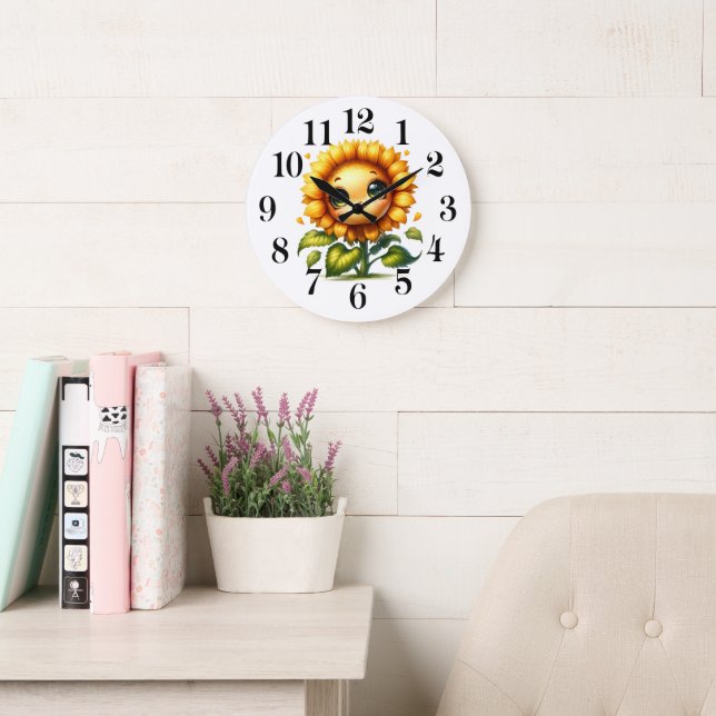 Relógio Grande Sunflower Cutie Wall Clock (Sala de leitura)