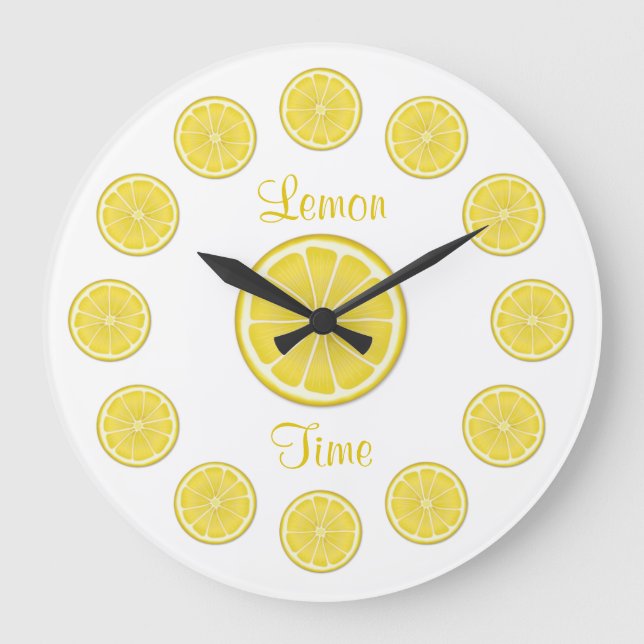 Relógio Grande Sunny Lemon Time Wall Clock (Frente)