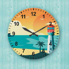 Relógio Grande Sunset Beach Lighthouse Wall Clock