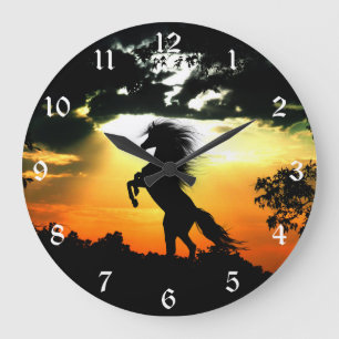 Relógio Grande Sunset horse silhouette