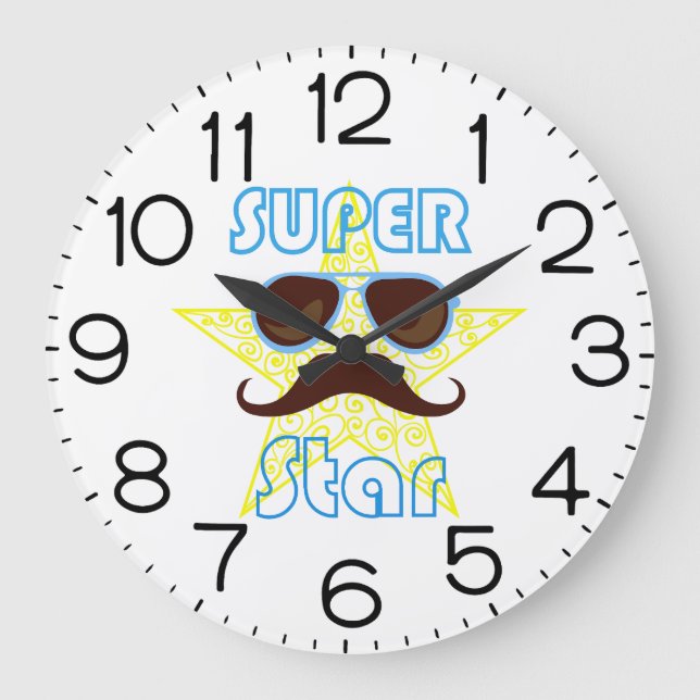 Relógio Grande Super Star de óculos de sol e bigode (Frente)